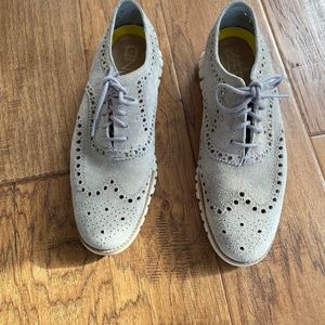 Cole Haan Zerogrand Wing Tip beige suede shoe